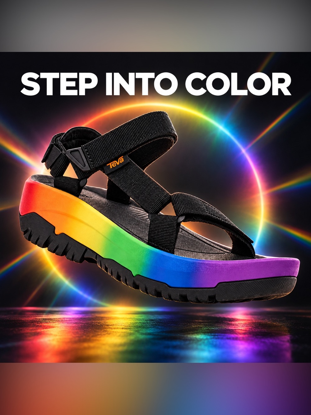 Teva XLT2 Ampsole Sandal - Black Straps with Rainbow Sole